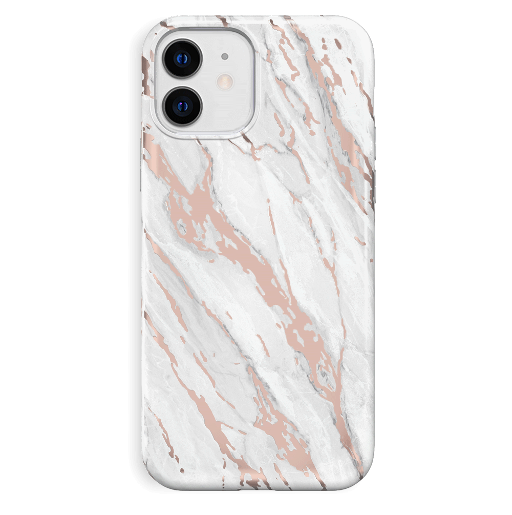 White Marble Rose Gold Chrome 2.0 iPhone Case