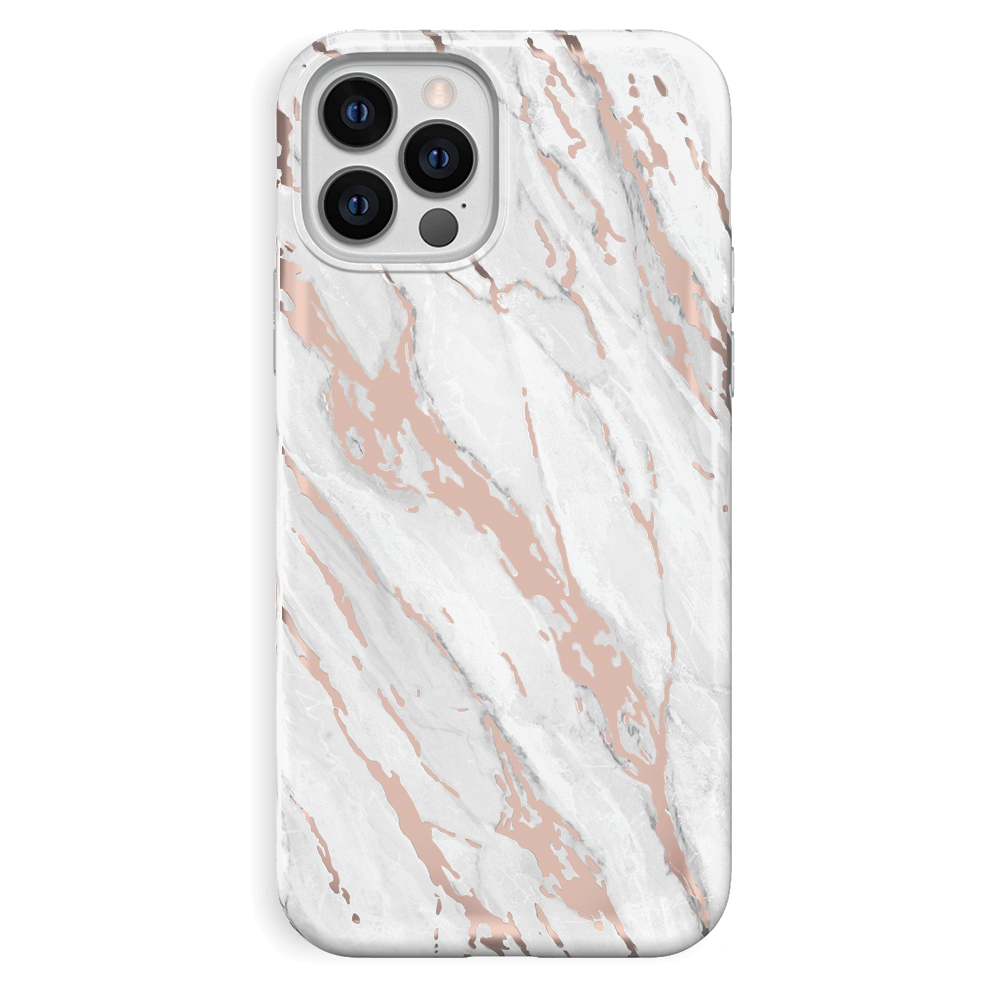 White Marble Rose Gold Chrome 2.0 iPhone Case