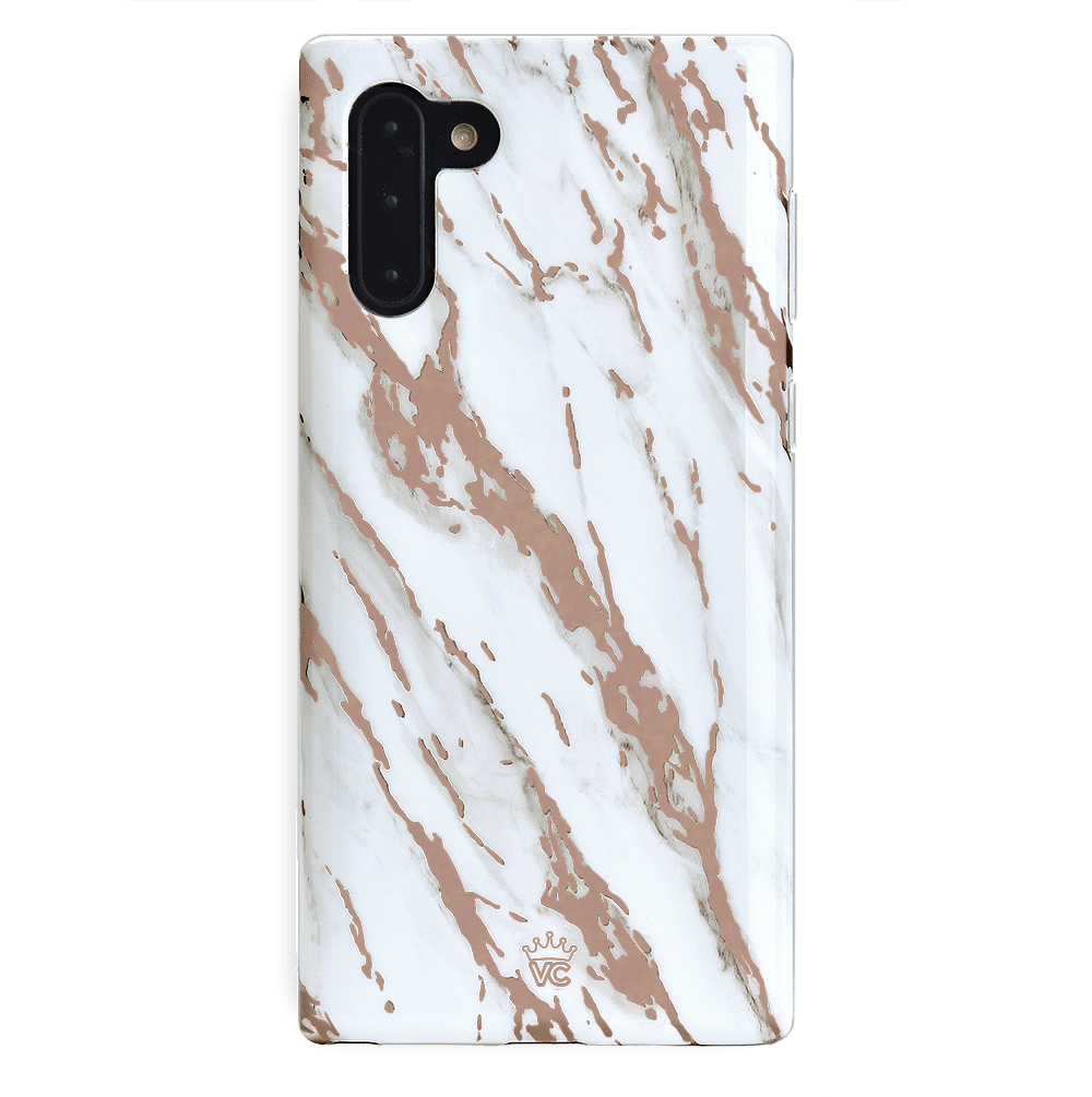 White Marble Rose Gold Chrome 2 Samsung Galaxy Case