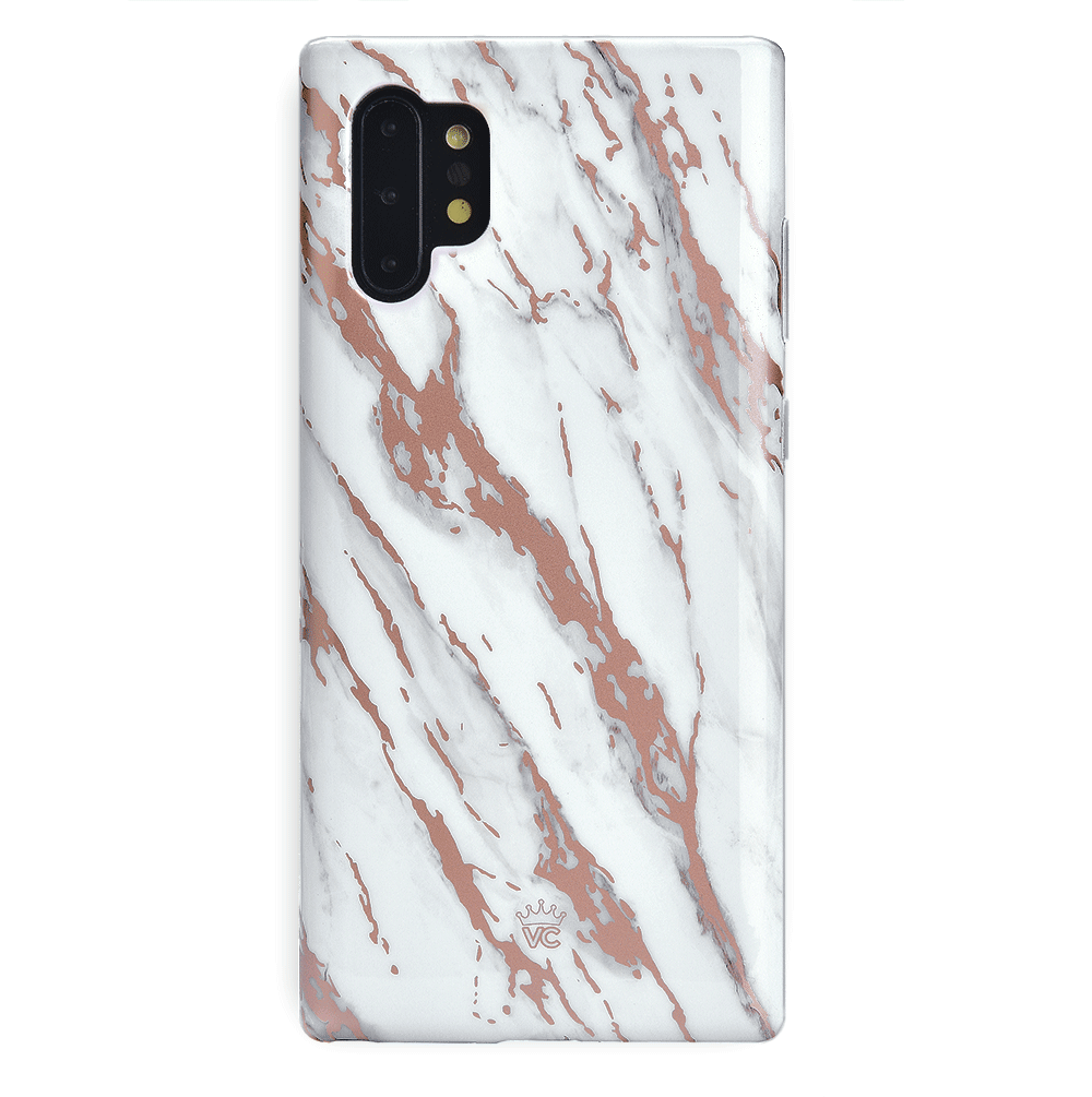 White Marble Rose Gold Chrome 2 Samsung Galaxy Case