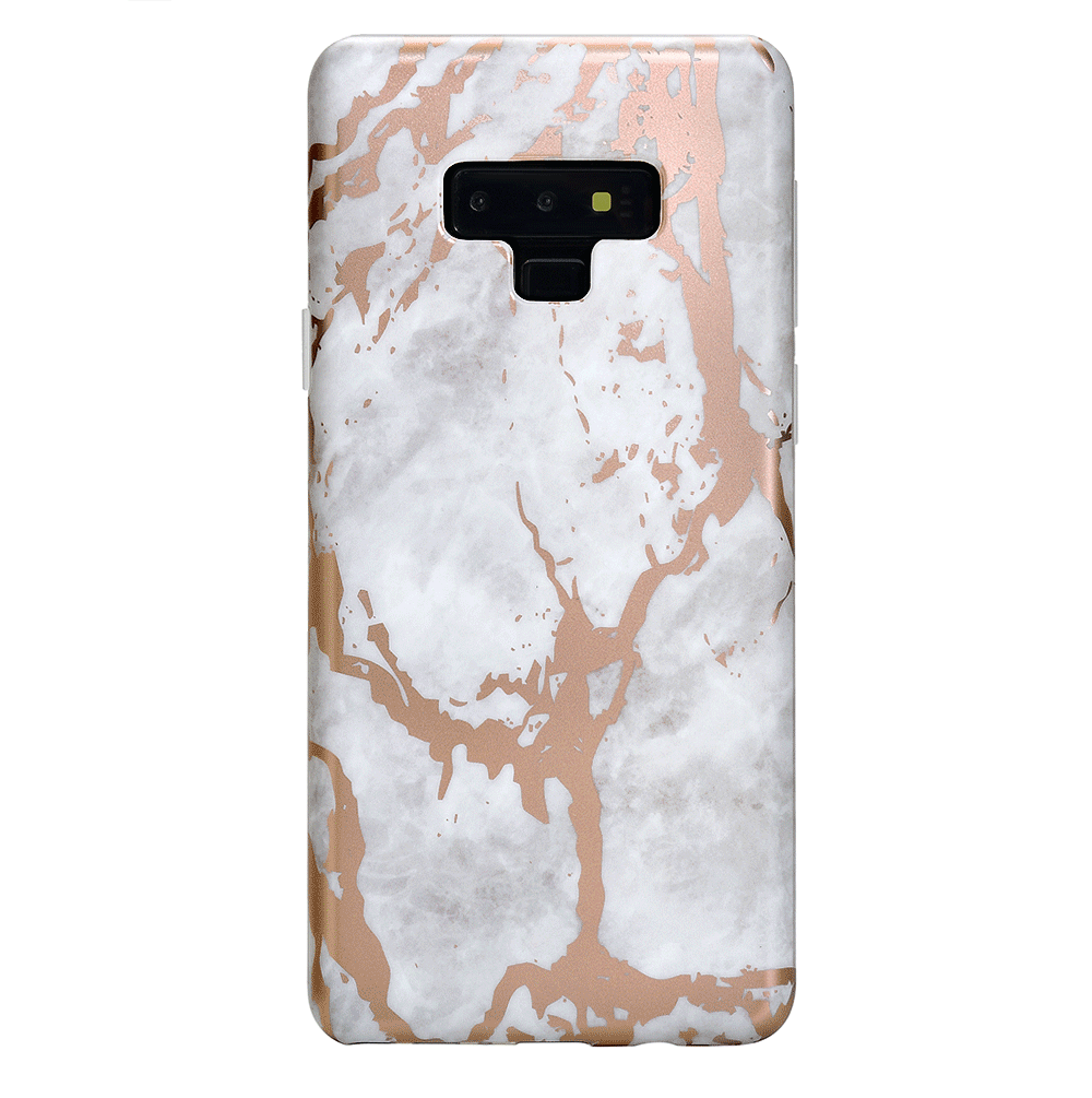 White Marble Rose Gold Chrome Samsung Galaxy Case