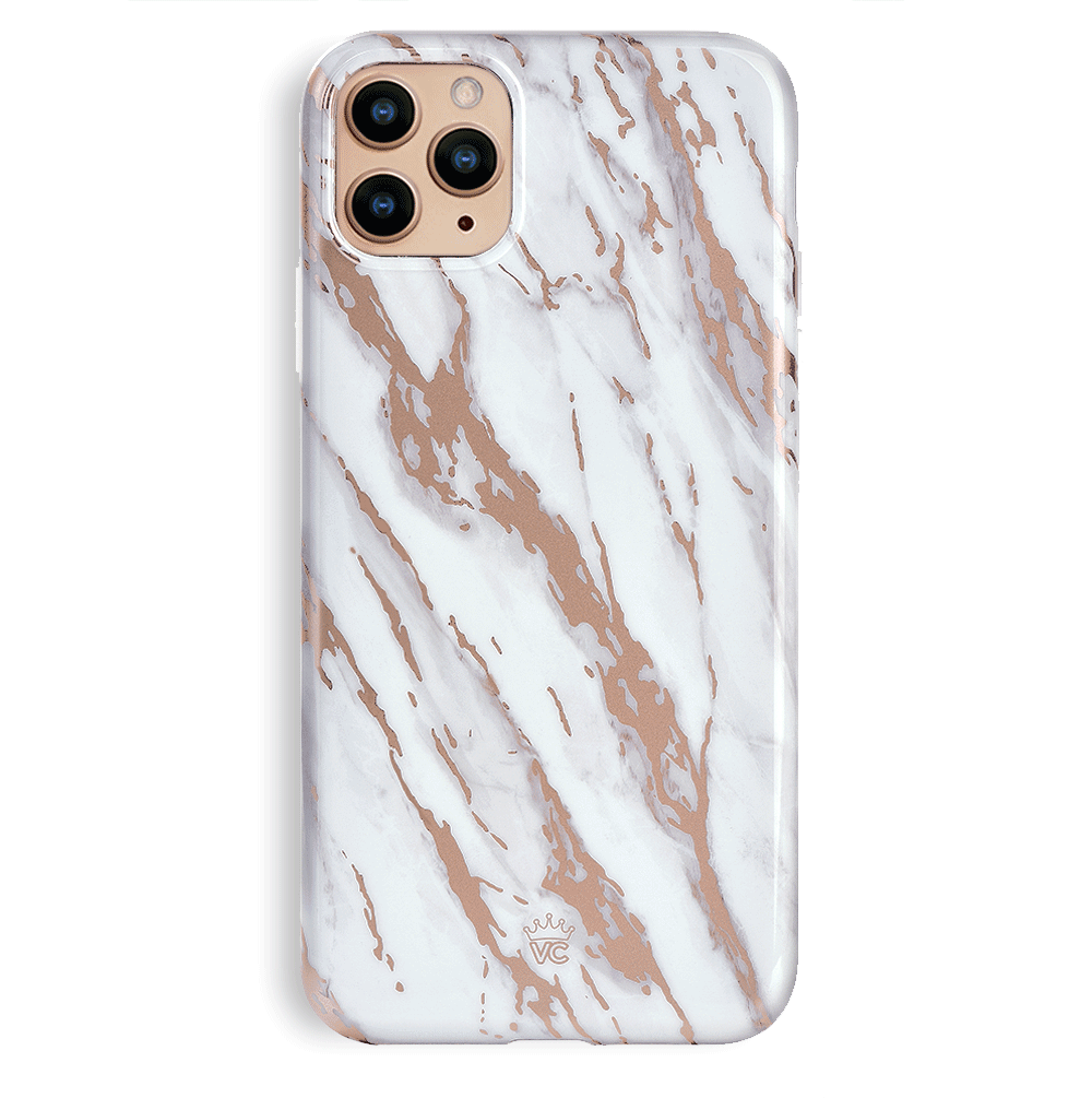 White Marble Rose Gold Chrome 2.0 iPhone Case
