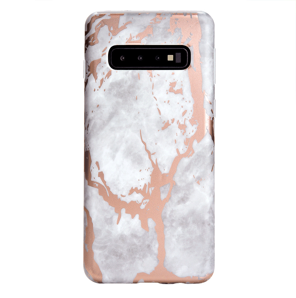 White Marble Rose Gold Chrome Samsung Galaxy Case
