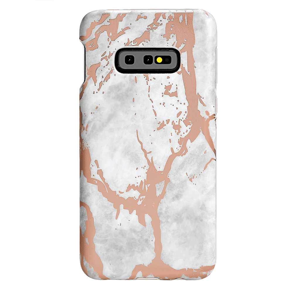 White Marble Rose Gold Chrome Samsung Galaxy Case