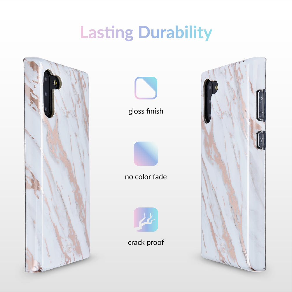 White Marble Rose Gold Chrome 2 Samsung Galaxy Case