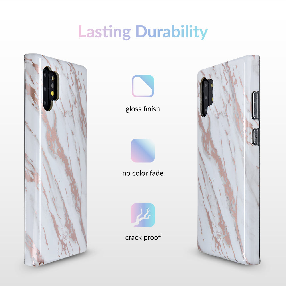 White Marble Rose Gold Chrome 2 Samsung Galaxy Case