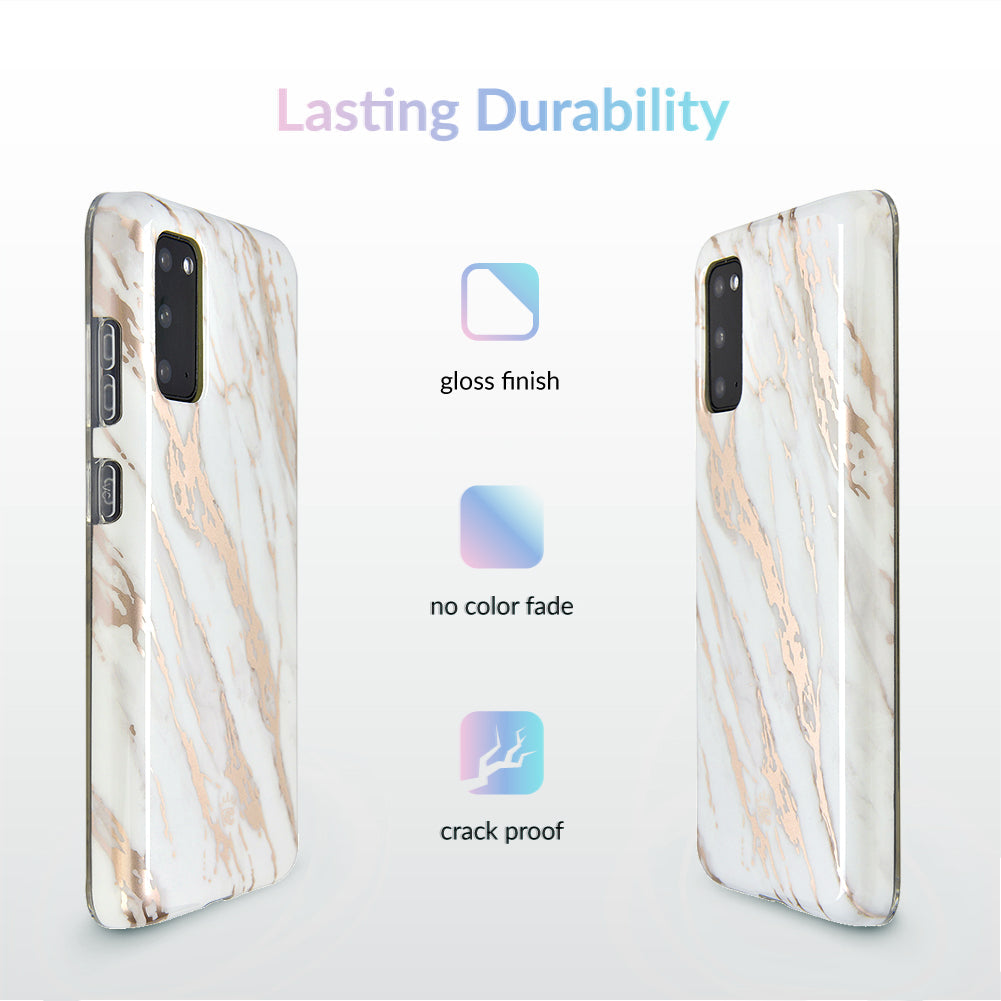 White Marble Rose Gold Chrome 2 Samsung Galaxy Case
