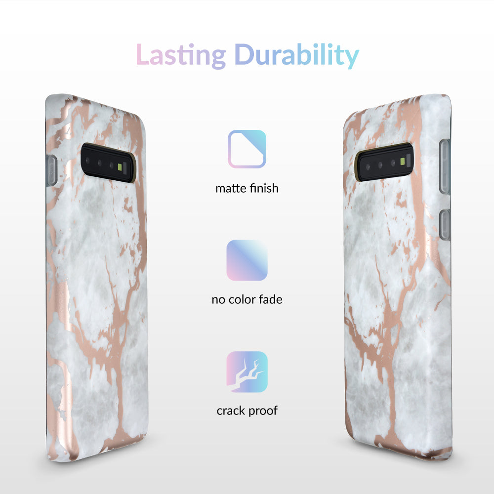 White Marble Rose Gold Chrome Samsung Galaxy Case