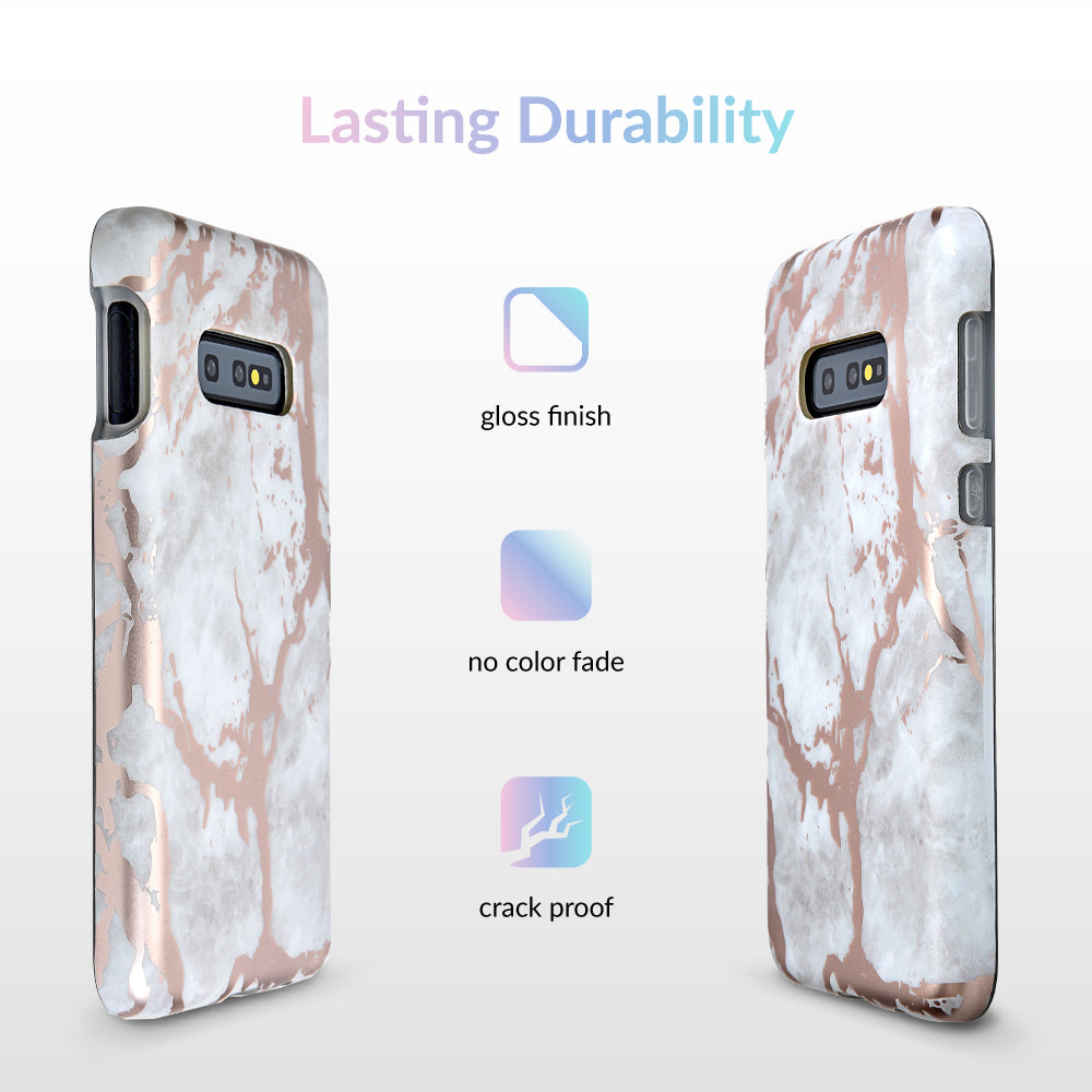 White Marble Rose Gold Chrome Samsung Galaxy Case