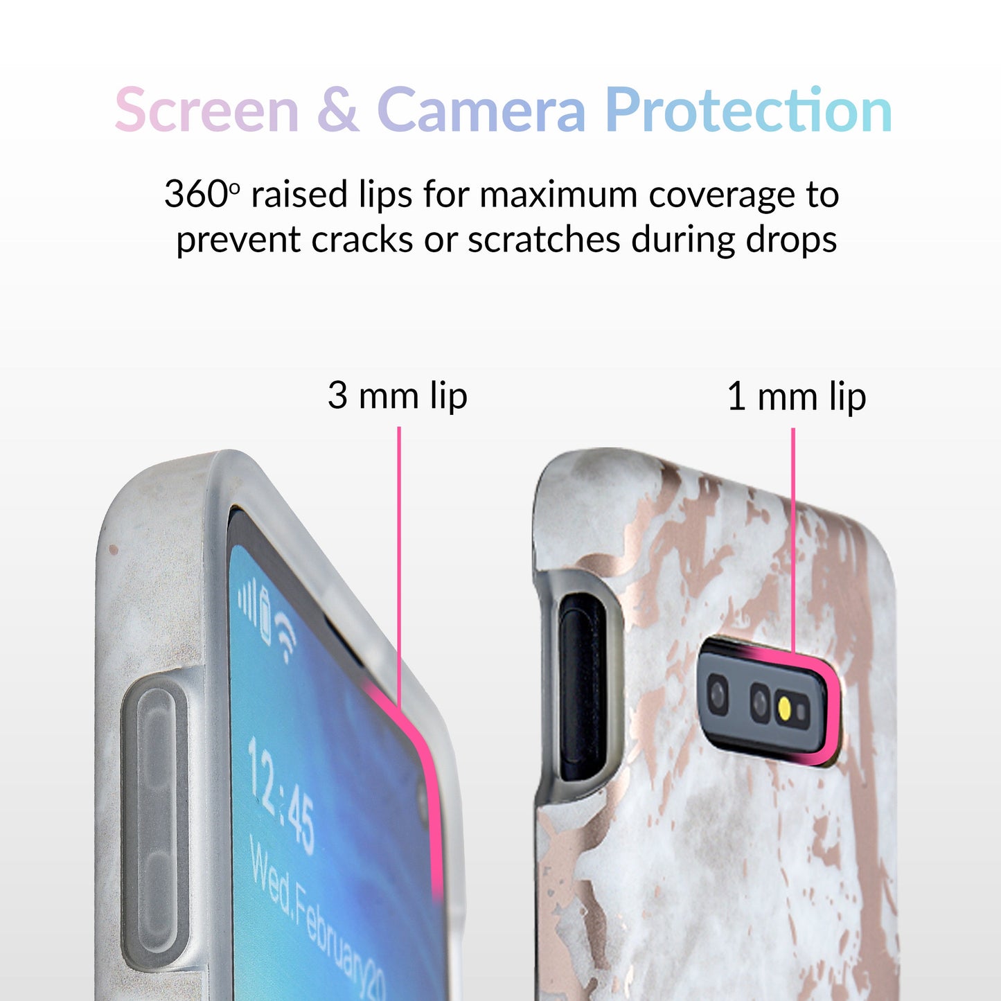 White Marble Rose Gold Chrome Samsung Galaxy Case