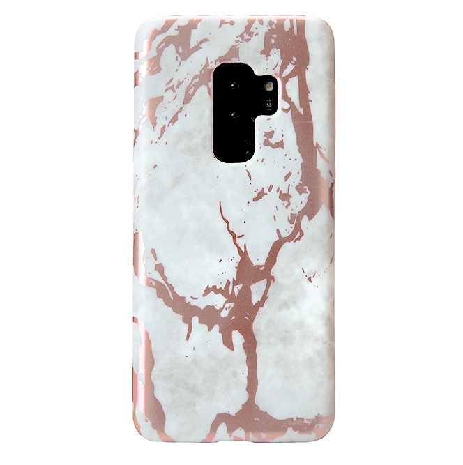 White Marble Rose Gold Chrome Samsung Galaxy Case