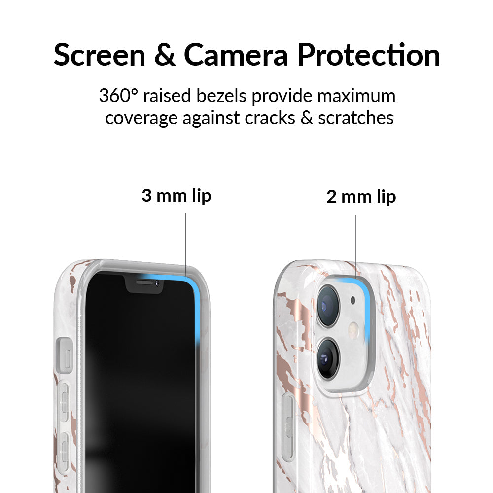 White Marble Rose Gold Chrome 2.0 iPhone Case