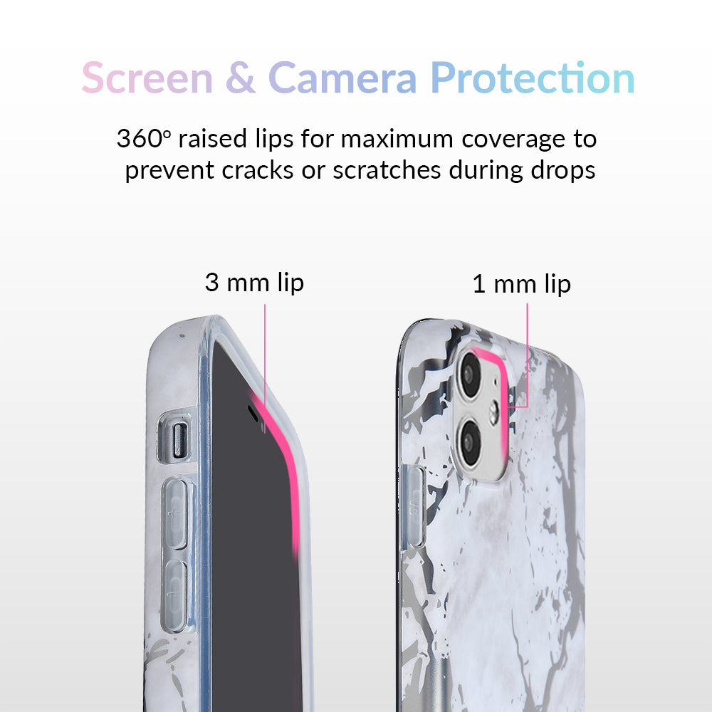 White Marble Silver Chrome iPhone Case