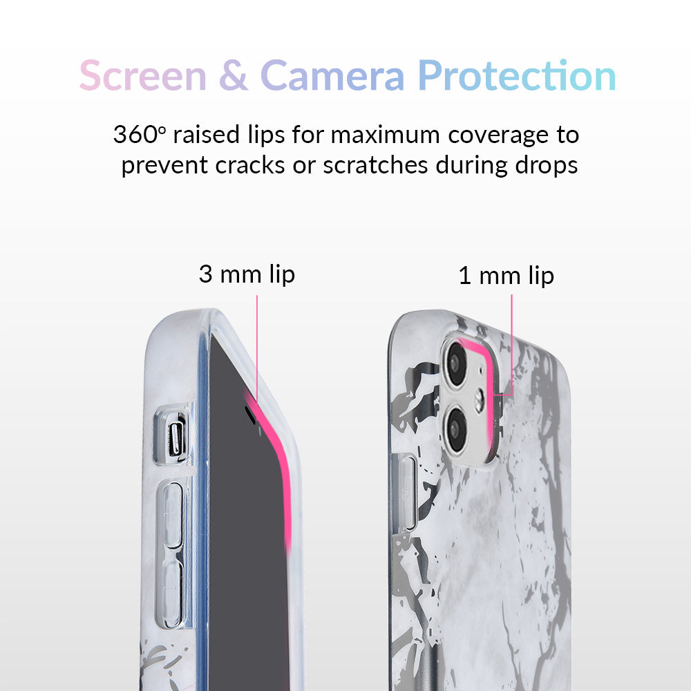 White Marble Silver Chrome iPhone Case