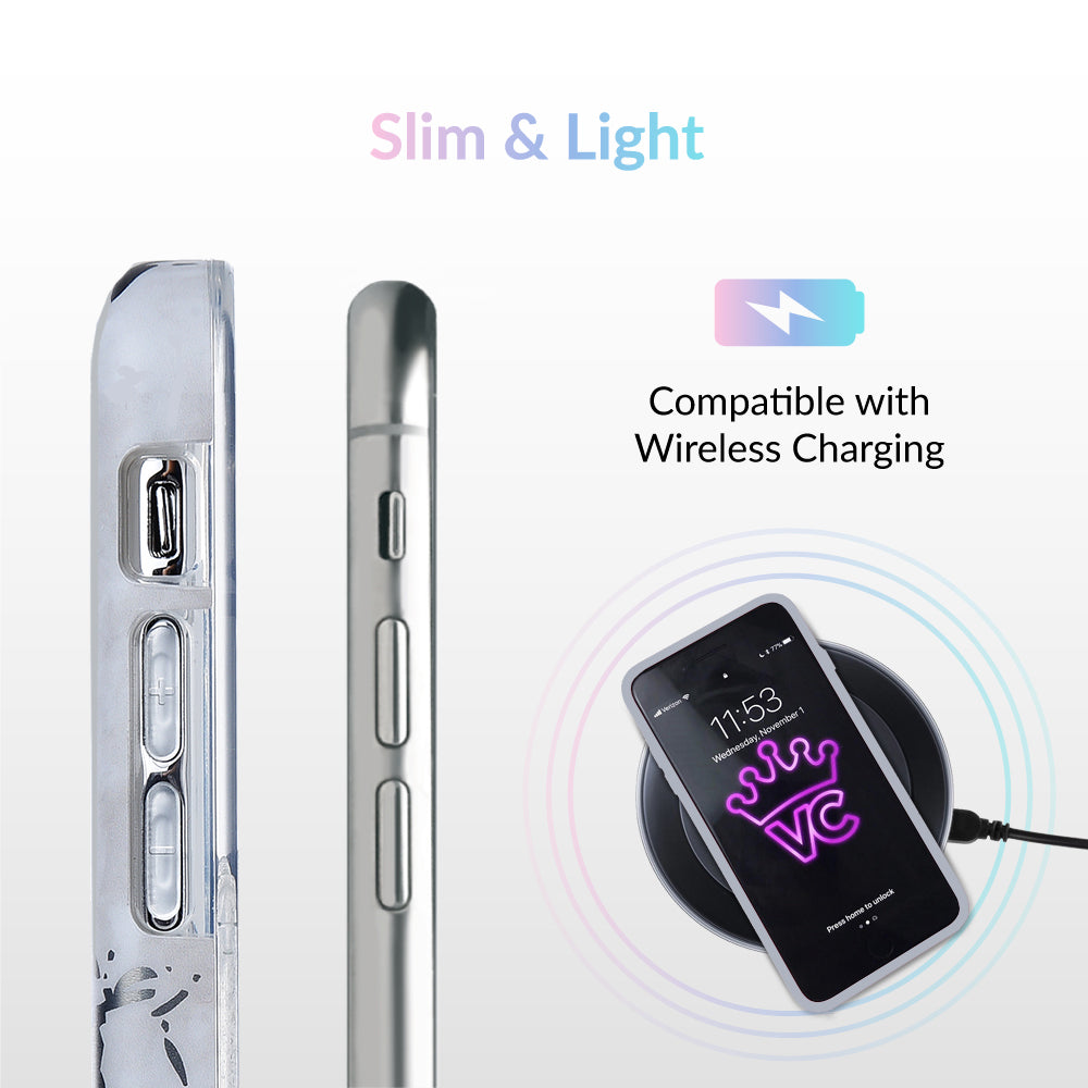 White Marble Silver Chrome iPhone Case