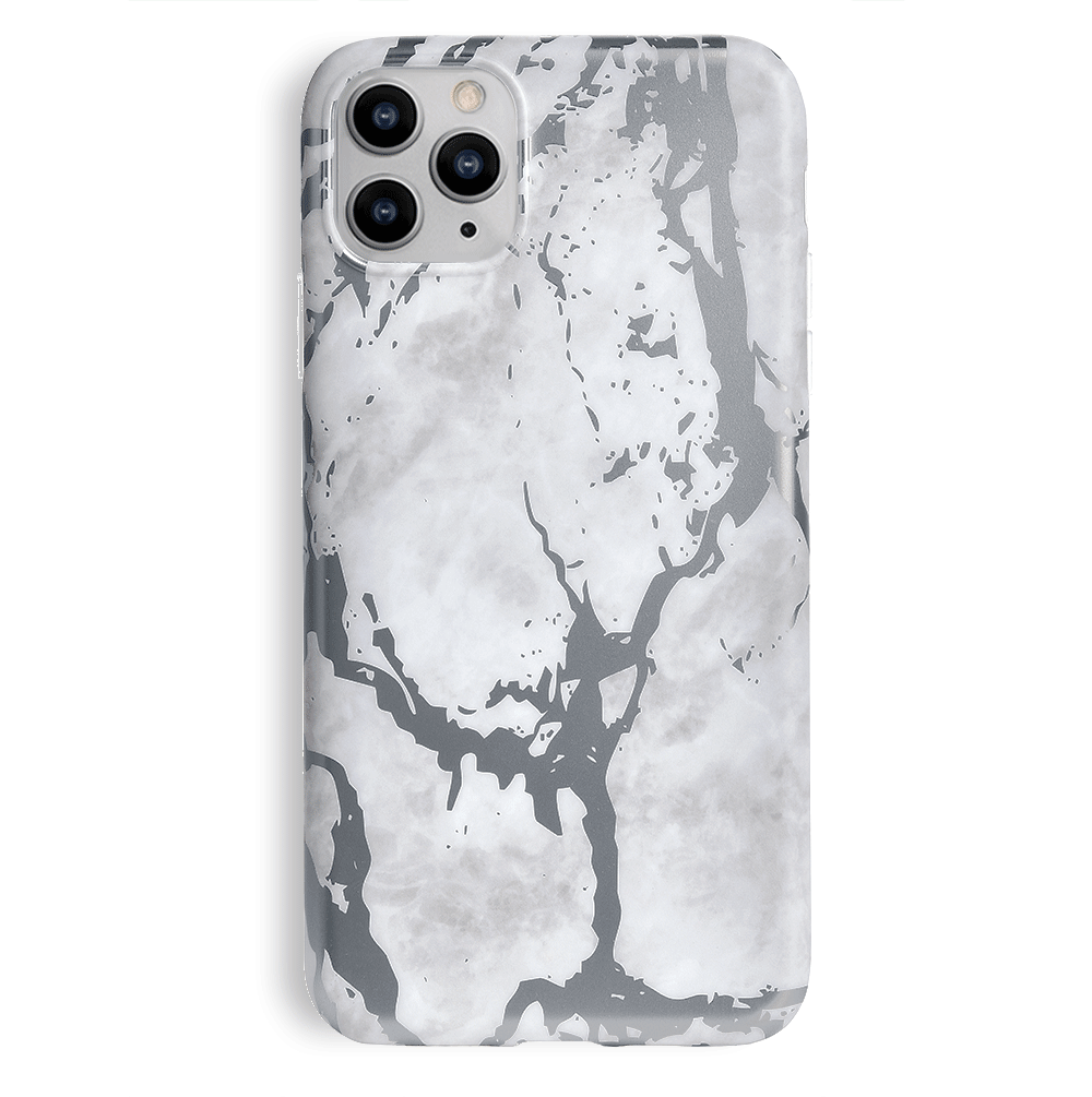 White Marble Silver Chrome iPhone Case