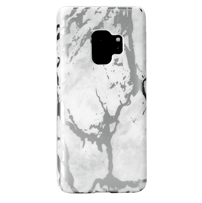 White Marble Silver Chrome Samsung Galaxy Case