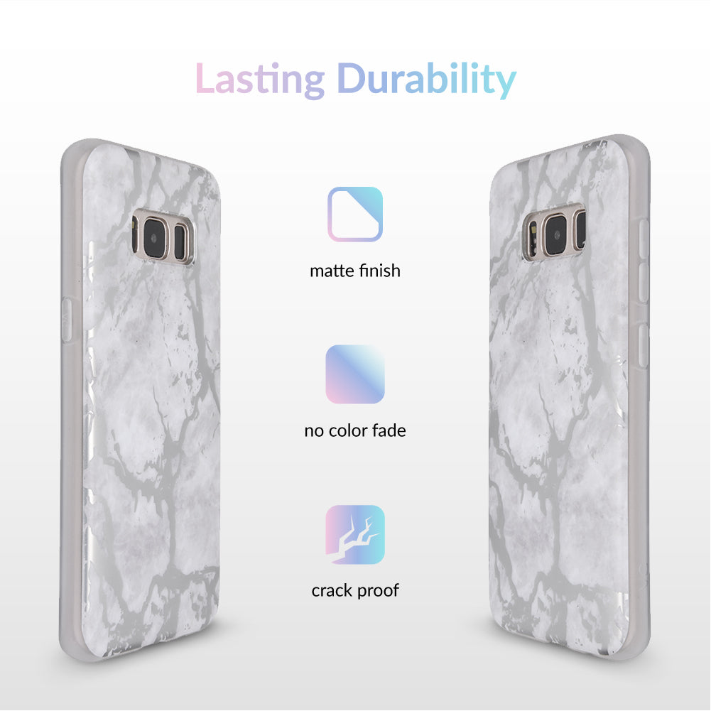 White Marble Silver Chrome Samsung Galaxy Case