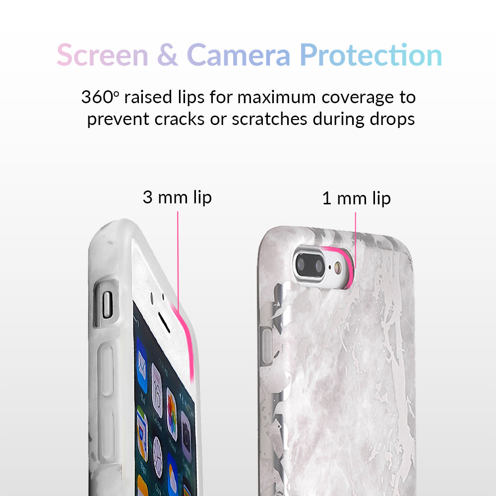 White Marble Silver Chrome iPhone Case