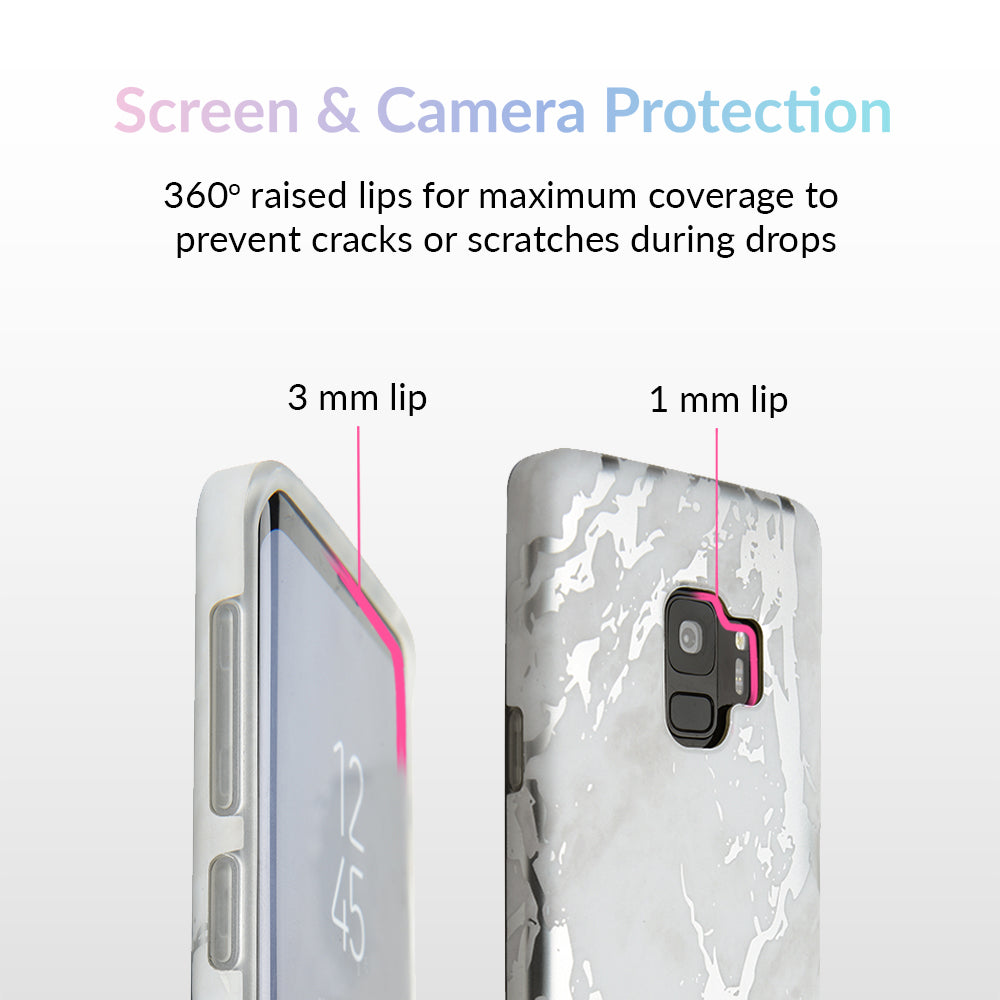 White Marble Silver Chrome Samsung Galaxy Case