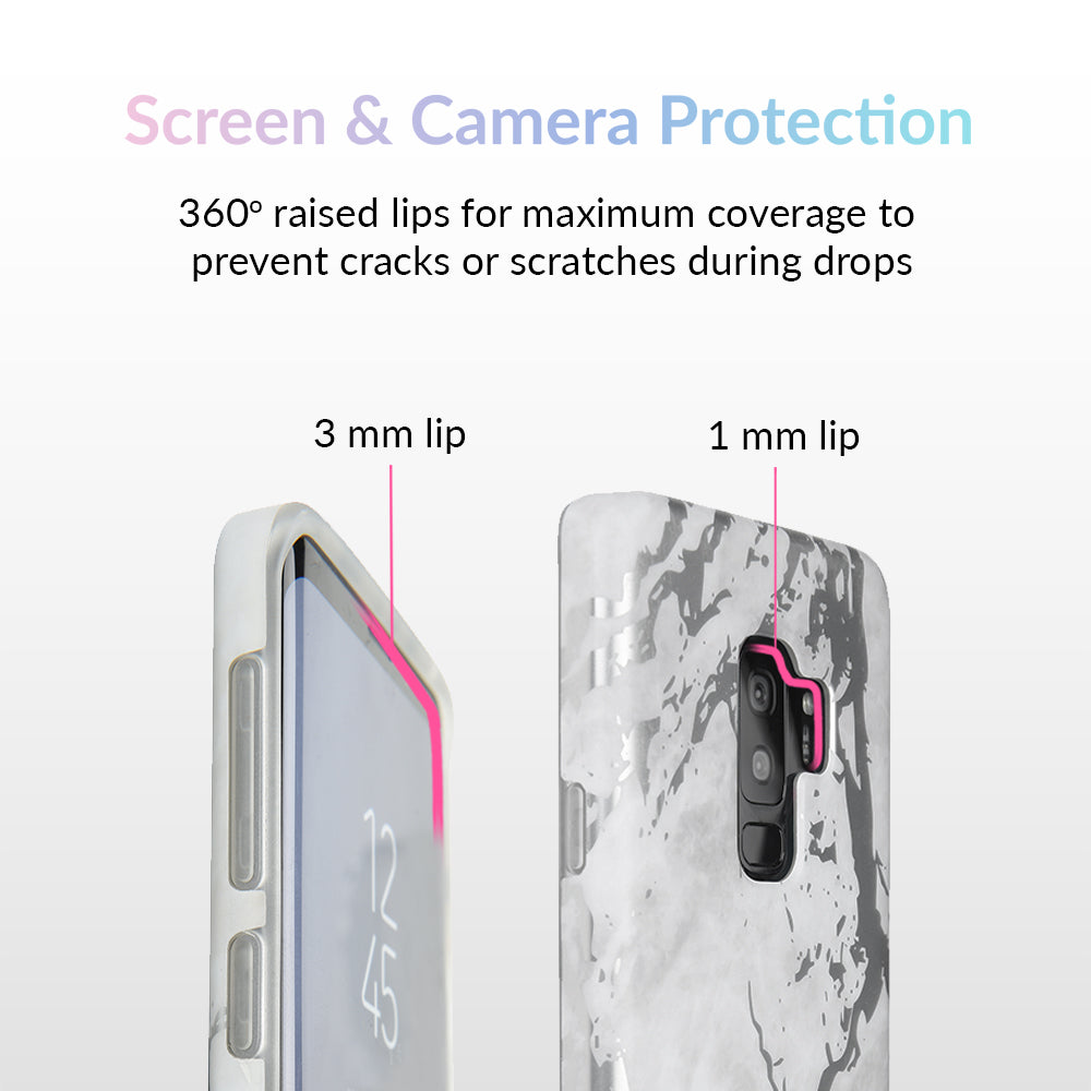 White Marble Silver Chrome Samsung Galaxy Case