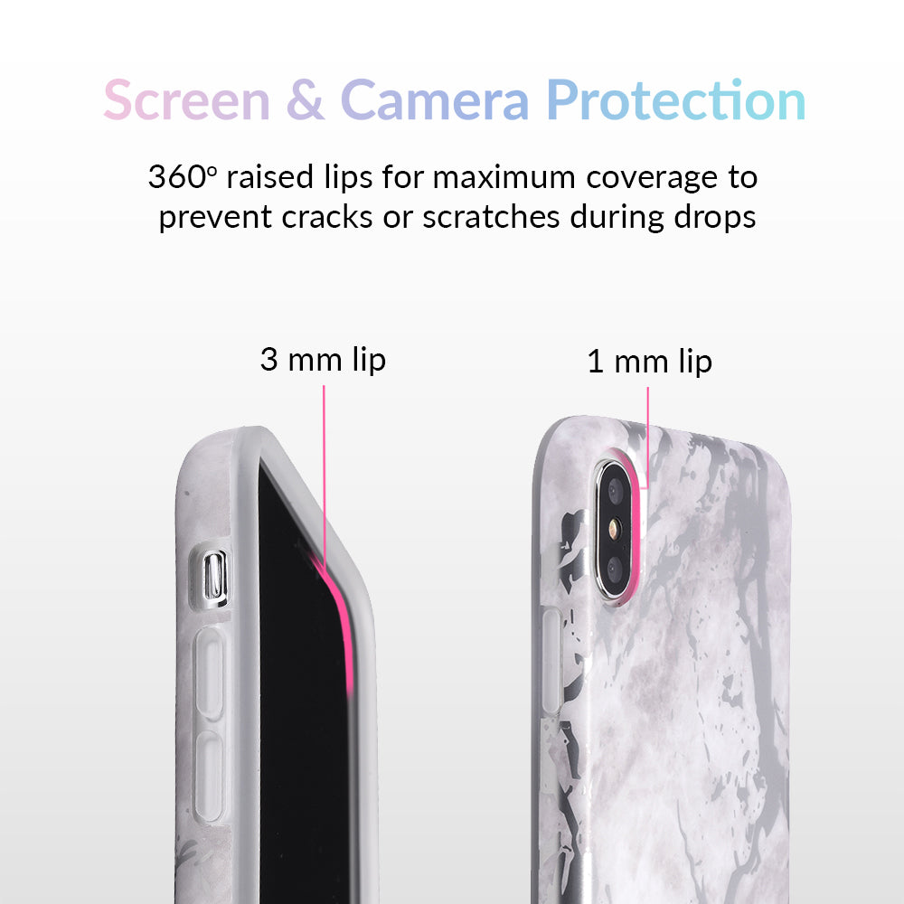 White Marble Silver Chrome iPhone Case