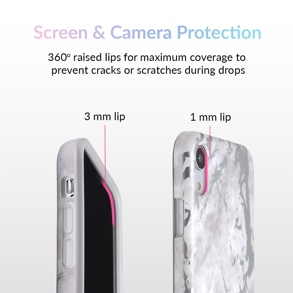 White Marble Silver Chrome iPhone Case