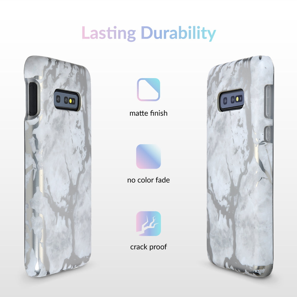 White Marble Silver Chrome Samsung Galaxy Case