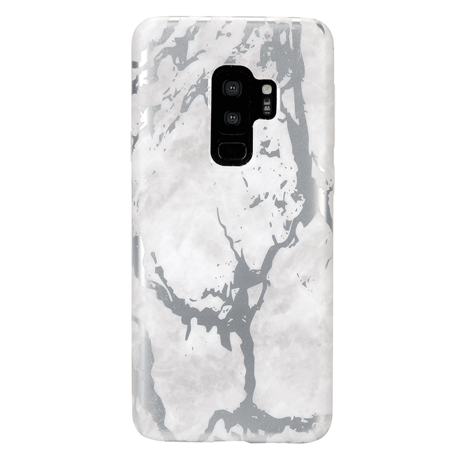 White Marble Silver Chrome Samsung Galaxy Case