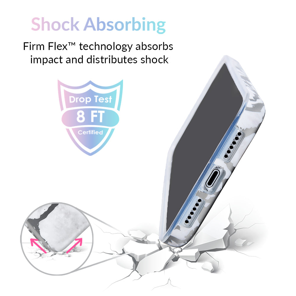 White Marble Silver Chrome iPhone Case